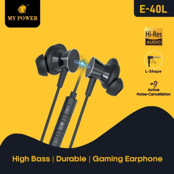 My Power Bass Full Earphone E-40L | Extra Bass| Passive Noise-Cancellation