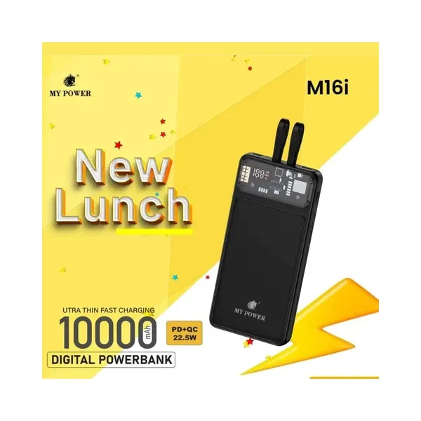 My Power Powerbank, Mypower 10000mah M16i Fast Charing PD Q.C 3.0 22.5w Fully Compatible Powerbank.