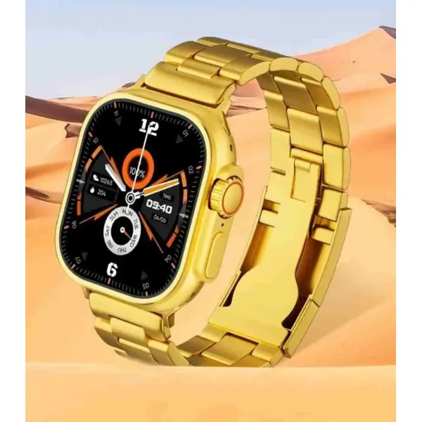 Watch 8 Ultra Gold Edition Smartwatch With 49 MM Display Dual Belt Smartwatch ( Gold Strap , Free Size )