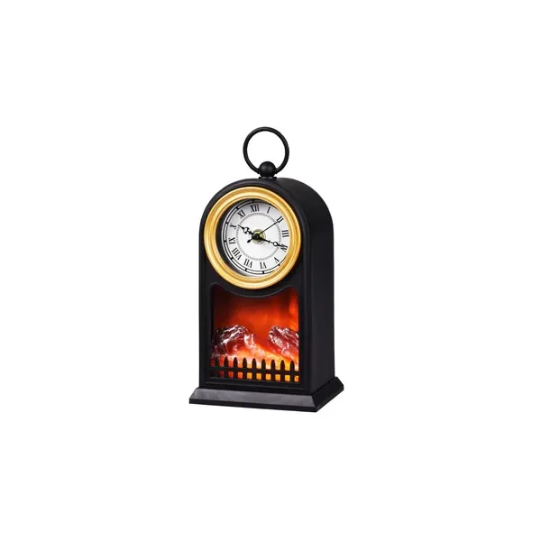 LED Fireplace Lantern Mantle Clock Battery Operated Lamp
