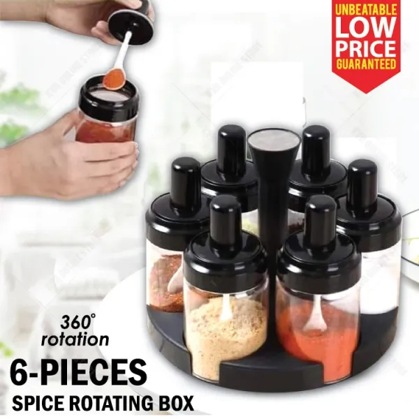 6 Pieces Rotating Spice Jar Plastic Bottles