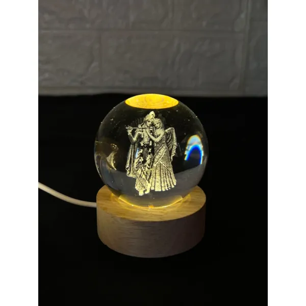 Radha Krishna Crystal Lamp