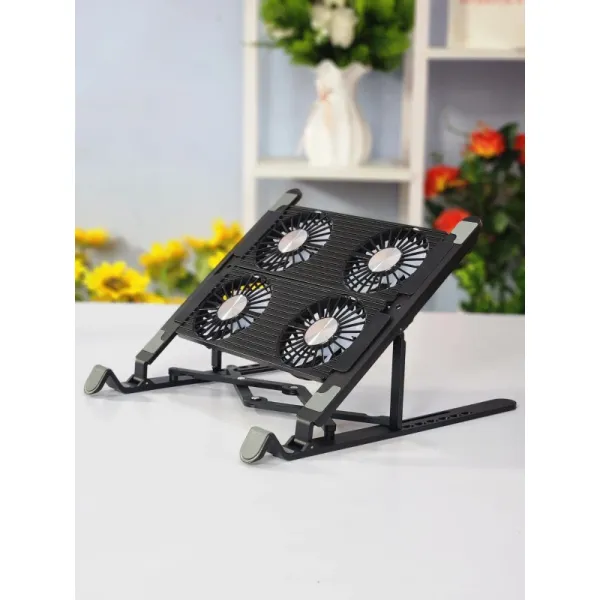Gaming PC Laptop Cooler 2/4 Silent Fan Foldable Laptop Cooling Pad Support Portable Height Adjustable Notebook Stand For 11-17.3