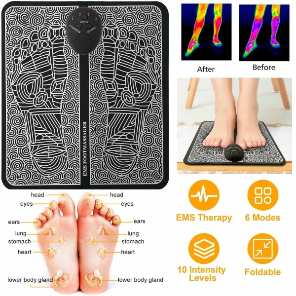 Ems Foot Massager, Folding Portable Feet Massage Machine, Electronic Muscle Stimulatior
