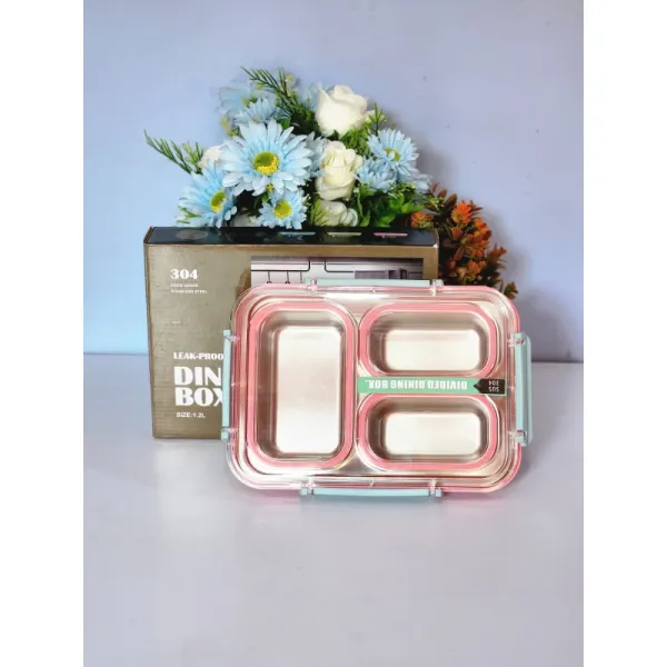 Premium 304 Stainless Steel 3-Compartment Lunch Box