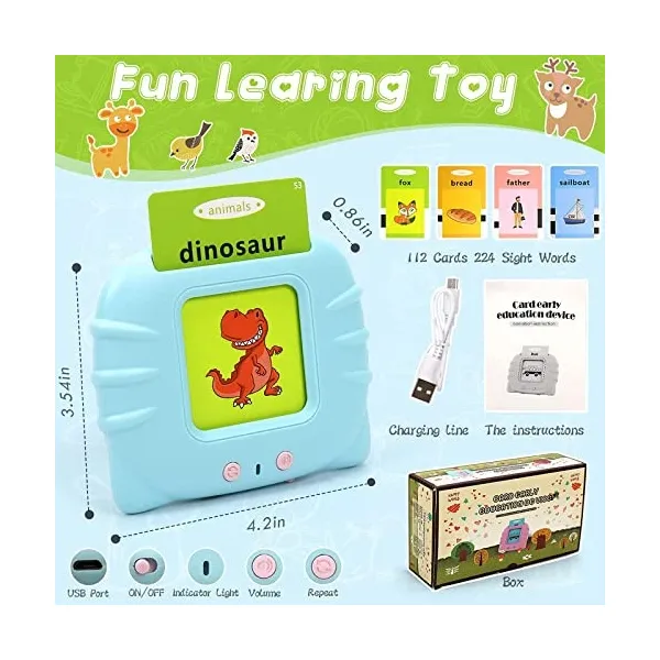 Audible Toddler Flash Card Educational Toys 112 Double-Sided Flashcard