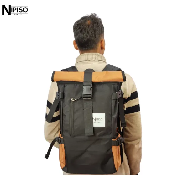 NIPISO Ghost Backpack For Men Women - Black Orange | Fashion Stylish and Spacious Padded Laptop Compartment Backpack