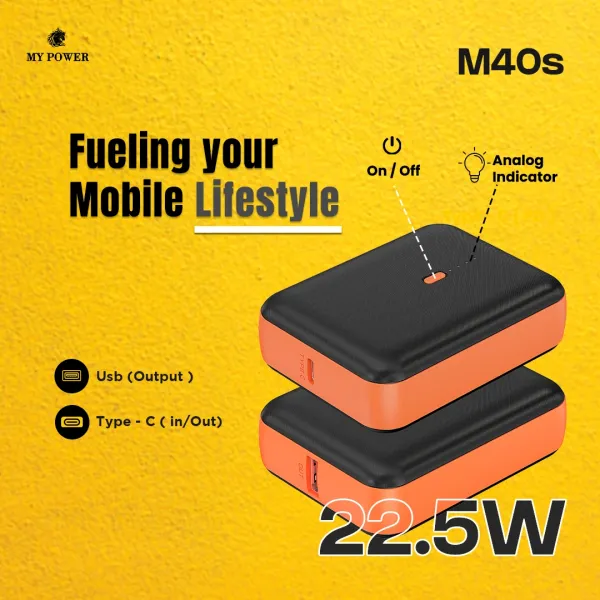 MY Power 10000mah Small Size M40s Portable Fast Charing PD Q.C 3.0 22.5w Fully Compatible Powerbank