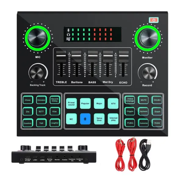 V9 Live Sound Card Audio Interface - Adjustable Mixer for Streaming, Podcasting & Recording
