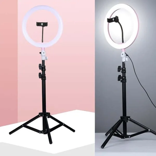 Ring Light with Stand (26cm) | Adustable Light With Dimmable Features & Two Position Phone Holder