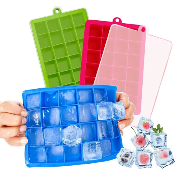 set of 2 pics Rose Red Silicone Ice Tray with Lid Square Box Auxiliary Food Puree Cheese Jelly Mold Bar Kitchen Tool Cocktail-Cube Easy to Use