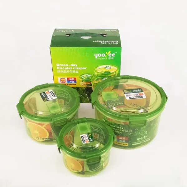 Yooyee Round Food Container Set (2250ml, 1250ml, 650ml)
