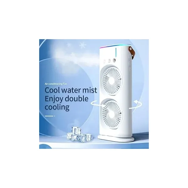 Portable Dual Head USB Misting Fan with Light