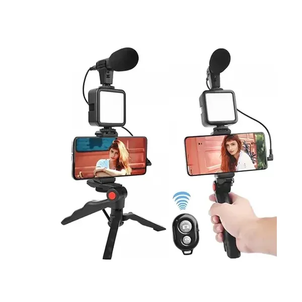 RGB Video Making Vlog Tripod Kit AY-49 Video Making Vlog Tripod Kit With Microphone and And Light For Live Broadcast TikTok
