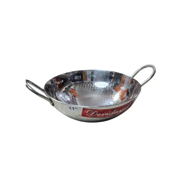 11 inch DeviDayal Heavy And Thick Constructed Stainless Steel Classic Kadai