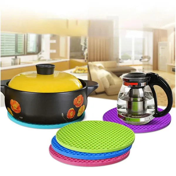 Honeycomb Silicone Hot Pot Holder & Trivet - Heat-Resistant Non-Slip Coaster Mat for Kitchen & Dining