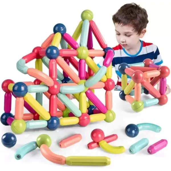 46-Piece Magnetic Building Sticks & Balls Set - STEM Educational Construction Toy for Kids (Ages 3+)