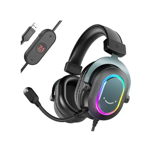 FIFINE AmpliGame H9 Gaming Headset - 7.1 Surround Sound with Detachable Mic for PC & Consoles