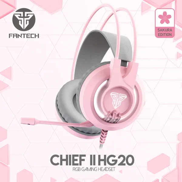 Fantech Chief II HG20 Sakura Edition RGB Gaming Headset (Pink) - Immersive Audio for PC & Console