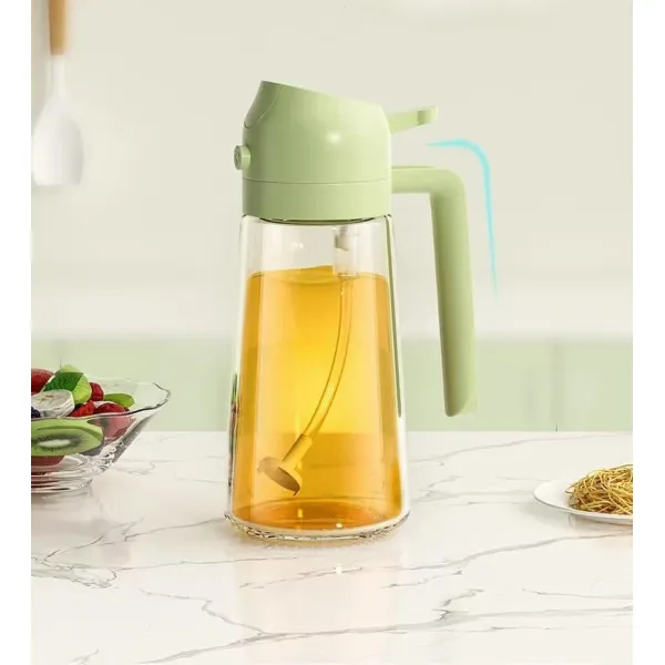 2 in 1 Oil Spray and Oil Container, 450ml Olive Oil Spray Bottle,Cooking Oil Spray Glass for Used for Air Fryer, Baking, Grilling