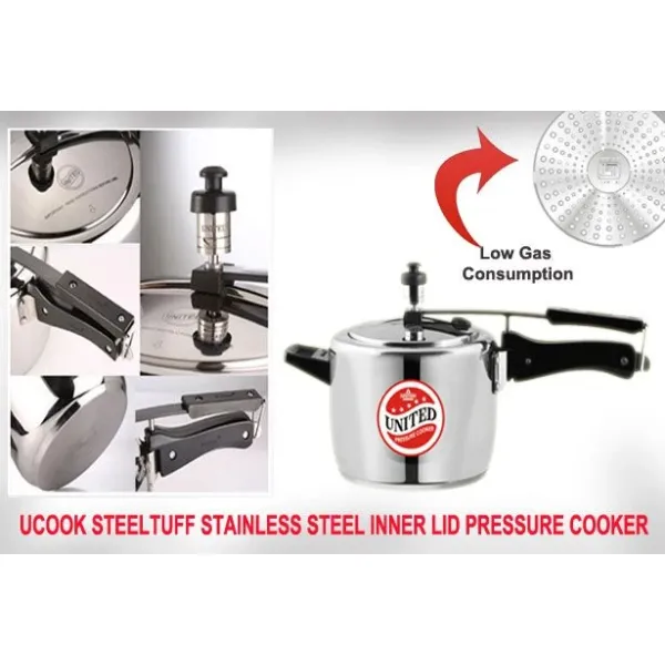 UNITED Steeltuff Stainless Steel Inner Lid Pressure Cooker