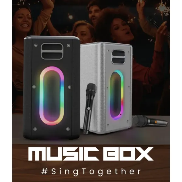 HiFuture Music Box: 100W Portable TWS Karaoke Bluetooth Speaker with RGB Lighting