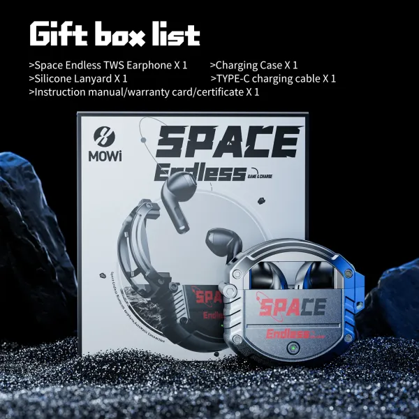 Space Endless True Wireless Earbuds - Ultra-Low Latency Gaming, Deep Bass & Bluetooth 5.3 for Immersive Audio