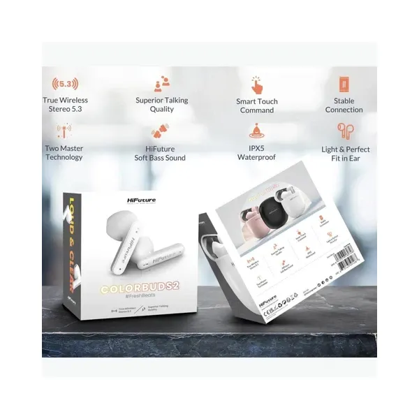 HiFuture Colorbuds 2: 20-Hour Battery, Lightweight, IPX5 Water-Resistant Earbuds
