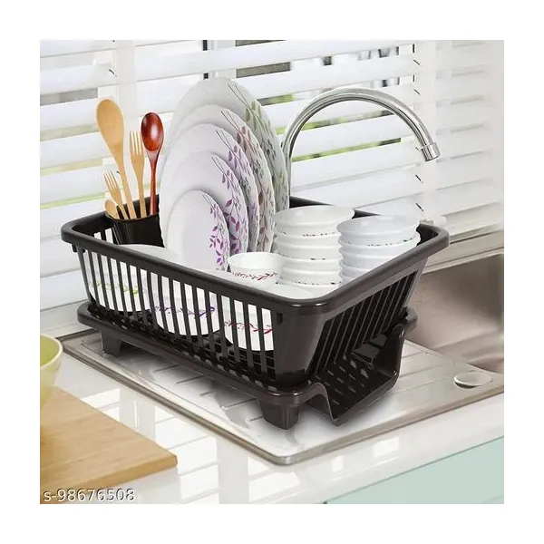 Multipurpose Dish Drying Rack with Drain Tray - Keep Your Kitchen Counter Organized & Dry