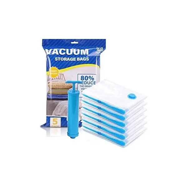 New Space-Saving Vacuum Storage Bag with Hand Pump - Reusable Compression Bags for Clothes, Duvets & Bedding - Maximize Closet & Travel Space