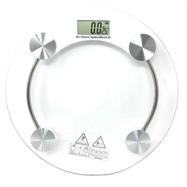 Round Transparent Digital Weight Scale - 5mm Tempered Glass Personal Weighing Machine for Accurate Home Use