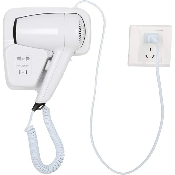 Hair Dryer Convenient Plastic Household Wall Hair Dryer with Socket Water Proof Bathroom Hairdryer