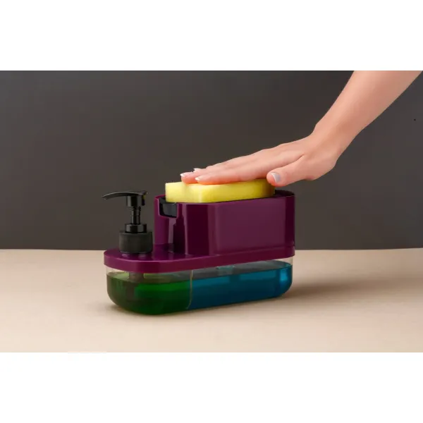 3-in-1 Dish Soap Dispenser & Sponge Holder - Keep Your Kitchen Sink Tidy & Organized