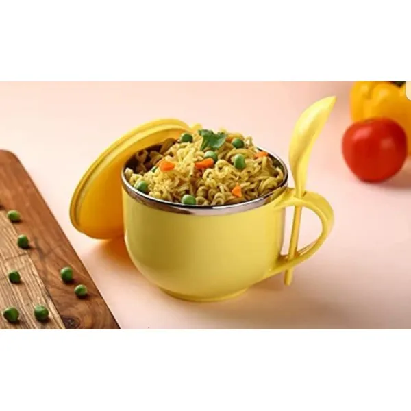 Multi-Purpose Stainless Steel Noodle Bowl with Lid - Portable, Insulated & Hygienic Food Container for Hot & Cold Meals