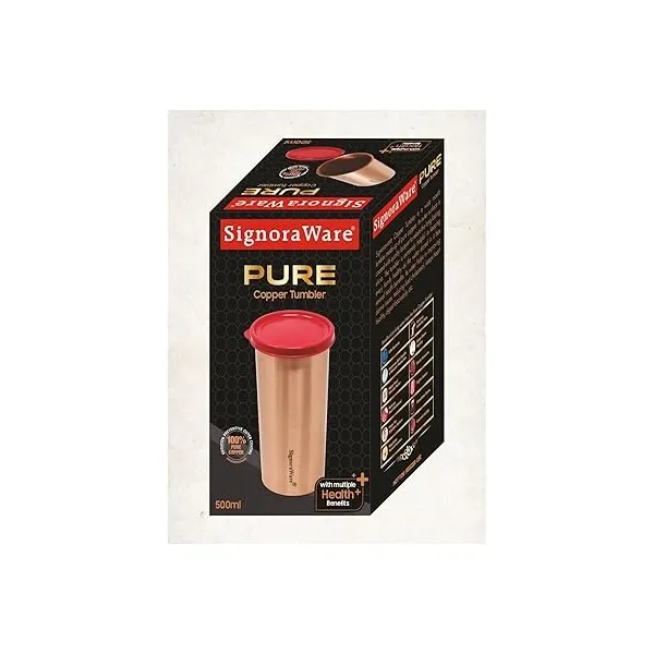 Signoraware Copper Tumbler: Sustainable & Safe Hydration | Eco-Friendly, Leak-Proof & Rust-Free Tamba Bottle (Set of 1)