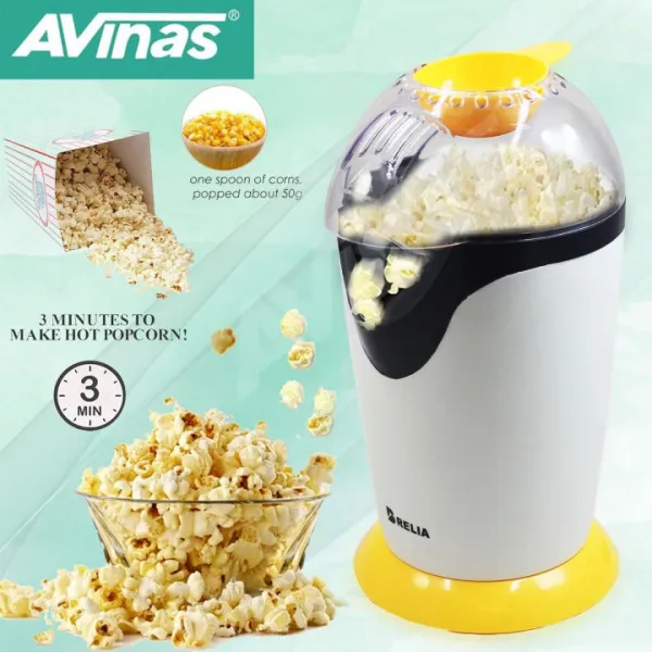 Fresh, Healthy & Delicious Popcorn Maker - Bring the Cinema Experience Home! Quick, Oil-Free Snacking for Movie Nights & Parties