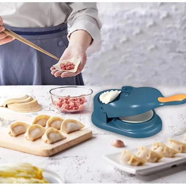 2-in-1 Momo Maker Machine & Dumpling Moulds - Effortless Stainless Steel Dough Press & Wrapper Cutter for Perfect Momos & Dumplings