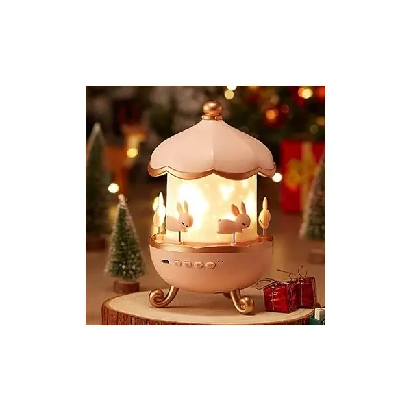 Bunny\'s Carousel Night Light Projector - Magical Star & Planet Display with Adorable Bunny Design for Kids\' Rooms