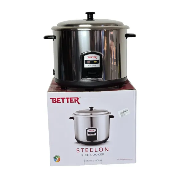 BETTER STEELON 2.8 Liter Automatic Rice Cooker - Stainless Steel Pot & Keep Warm Function (1000W)