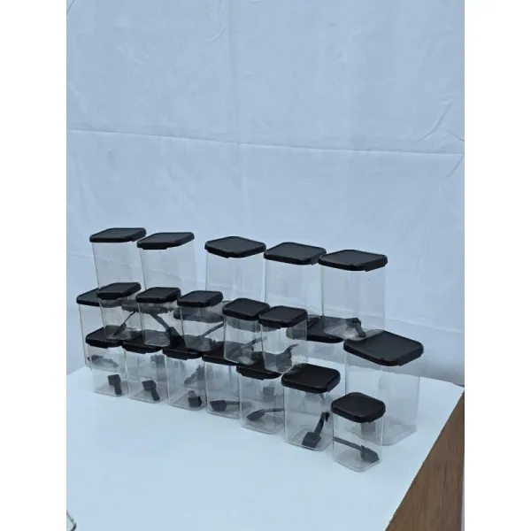 24-Piece Airtight Square Food Storage Container Set with Spoons - Black Lids