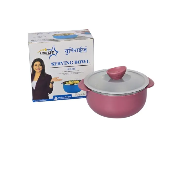 UNIRIZE 1400ml Serving Bowl - Stainless Steel Inner with Food-Grade Plastic Outer (Made in India)
