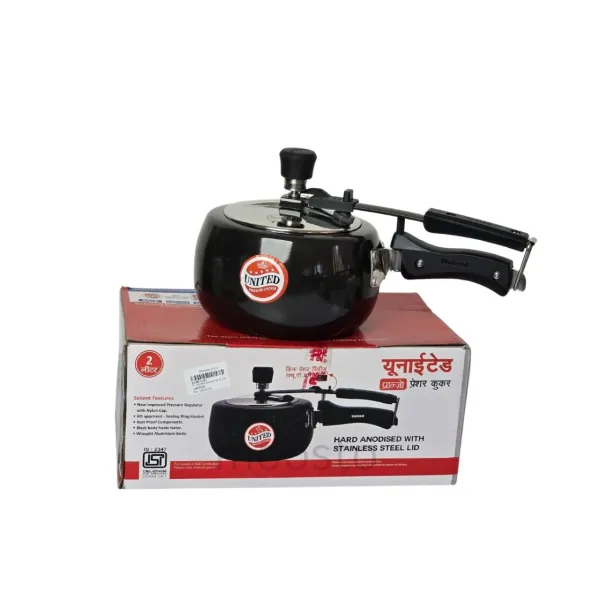 UNITED 2-Liter Hard Anodised Pressure Cooker with Stainless Steel Lid - Fast, Healthy Cooking