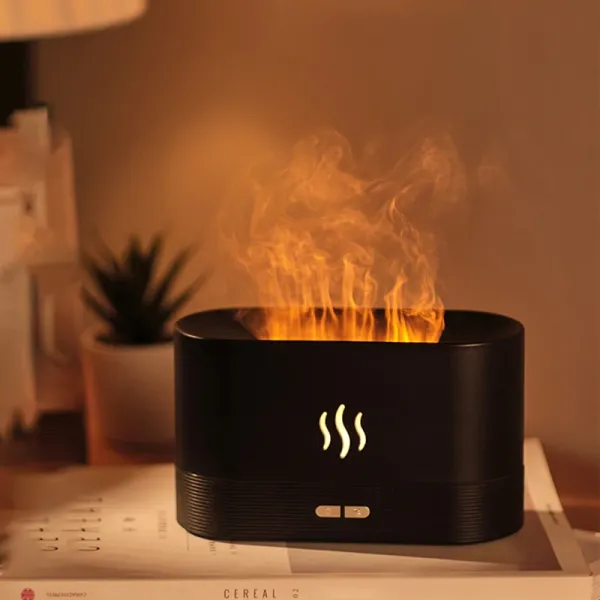 Flame Aroma Diffuser, Flame Diffuser Humidifier with 2 level of brightness adjusment, 180ml Aromatherapy Diffuser with Auto-Off Protection for Spa, Home, Yoga, Office, Bedroom