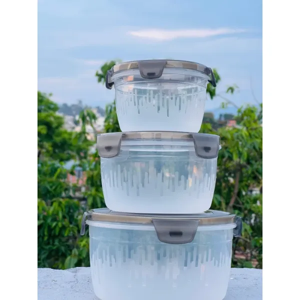 Lock & Lock Round Food Storage Container Set - 3 Piece Airtight Set