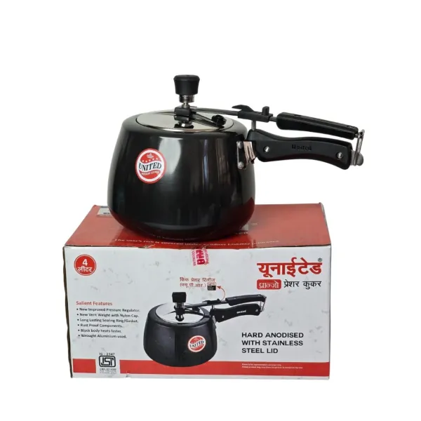 UNITED 4-Liter Hard Anodized Pressure Cooker - Durable & Large Capacity Cooker