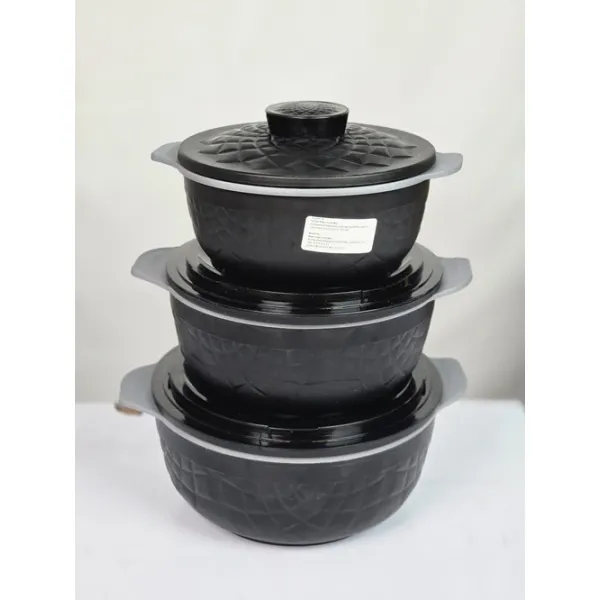 3-Piece Textured Black Casserole Set