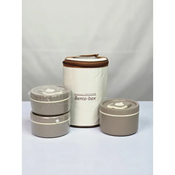 3pcs Lunch Box with Lid Leakproof Lunchbox with Folding Handle Dishwasher-Safe for Kids Students Adults