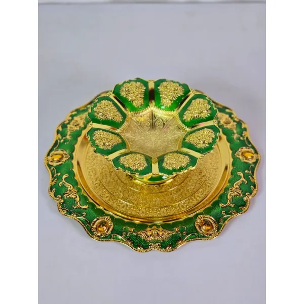 Traditional Silver-Coated Tika Thali Set for Dashain & Tihar - Puja Plate