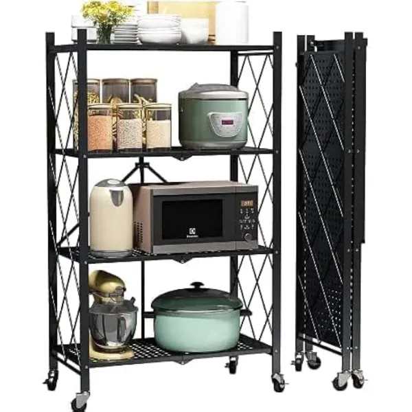 Heavy Duty Metal Wire 5 Layer Multifunctional Foldable Floor Standing Storage Rack