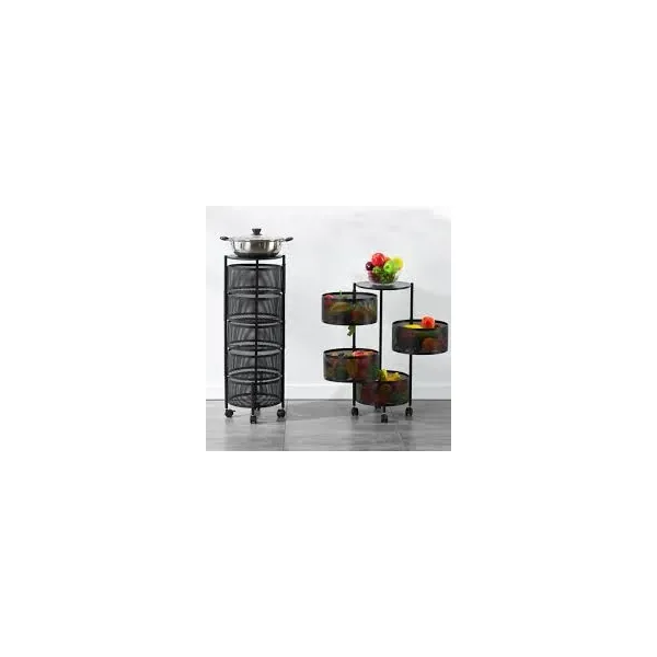 5 Metal Portable Rotating for Fruits Round Storage Rack & Vegetable
